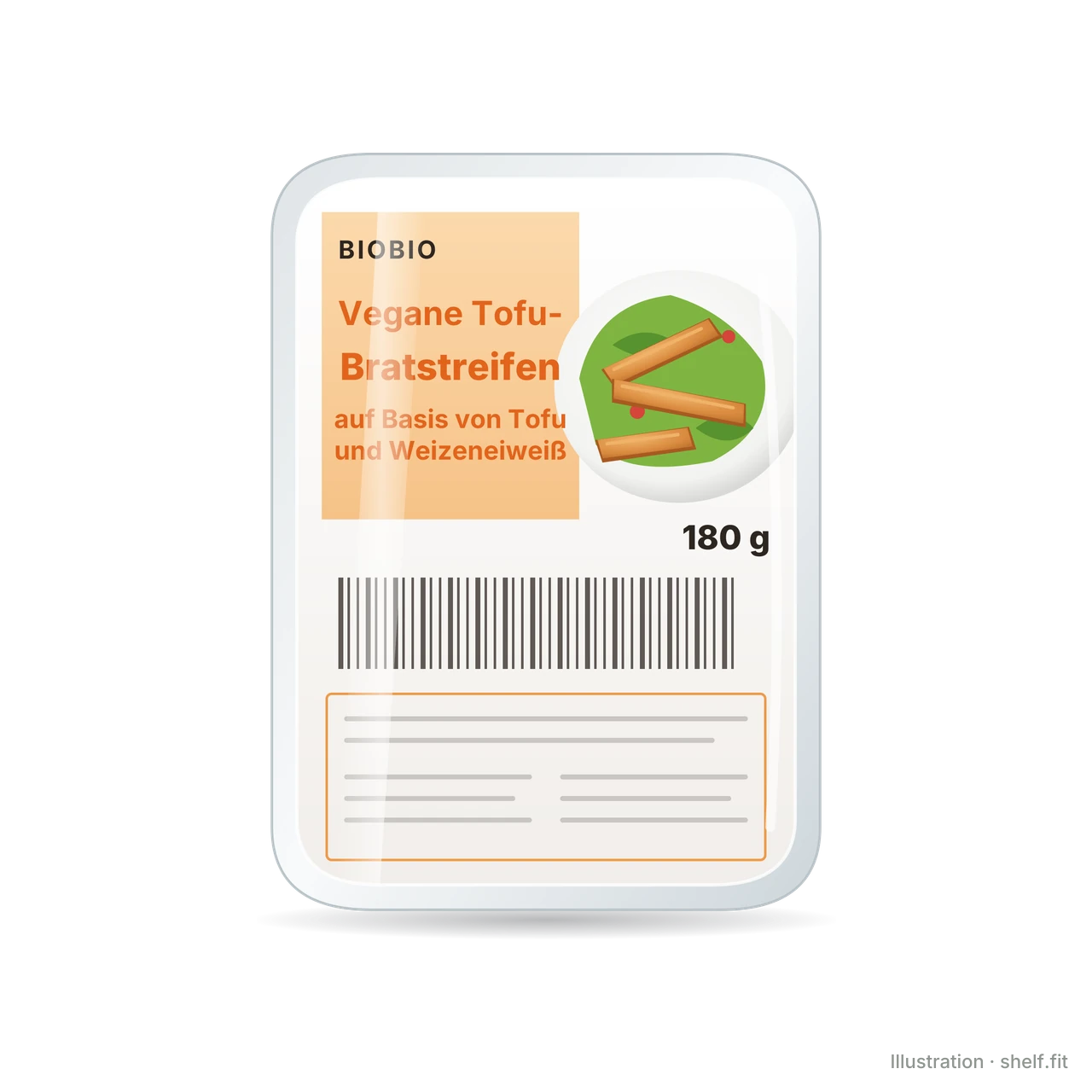 Illustration: Packung BioBio Tofu Bratstreifen, 180-g-Packung