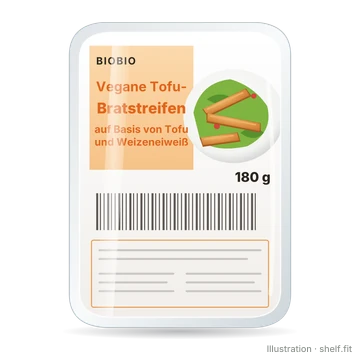Illustration: Packung BioBio Tofu Bratstreifen, 180-g-Packung
