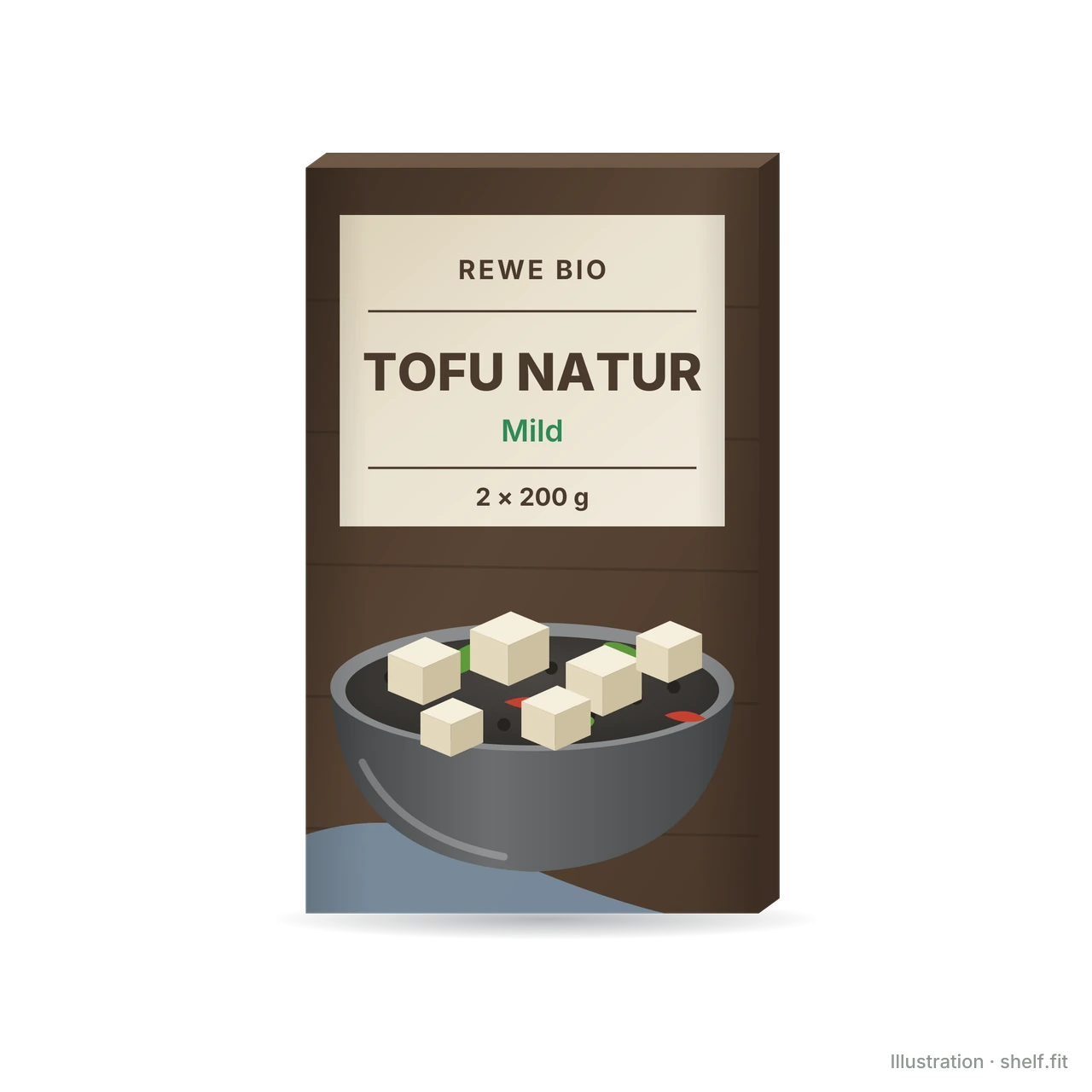 Illustration: Packung REWE Bio Tofu Natur Mild, 2 × 200 g