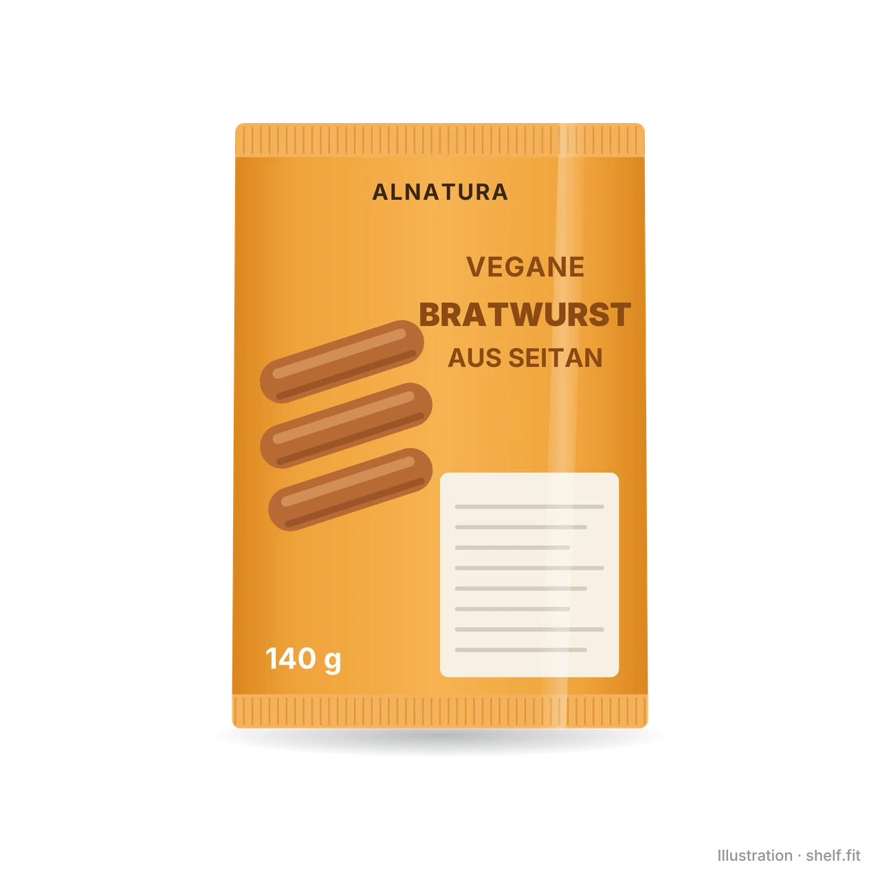 Illustration: Alnatura Vegan Seitan Bratwurst pack, 140 g