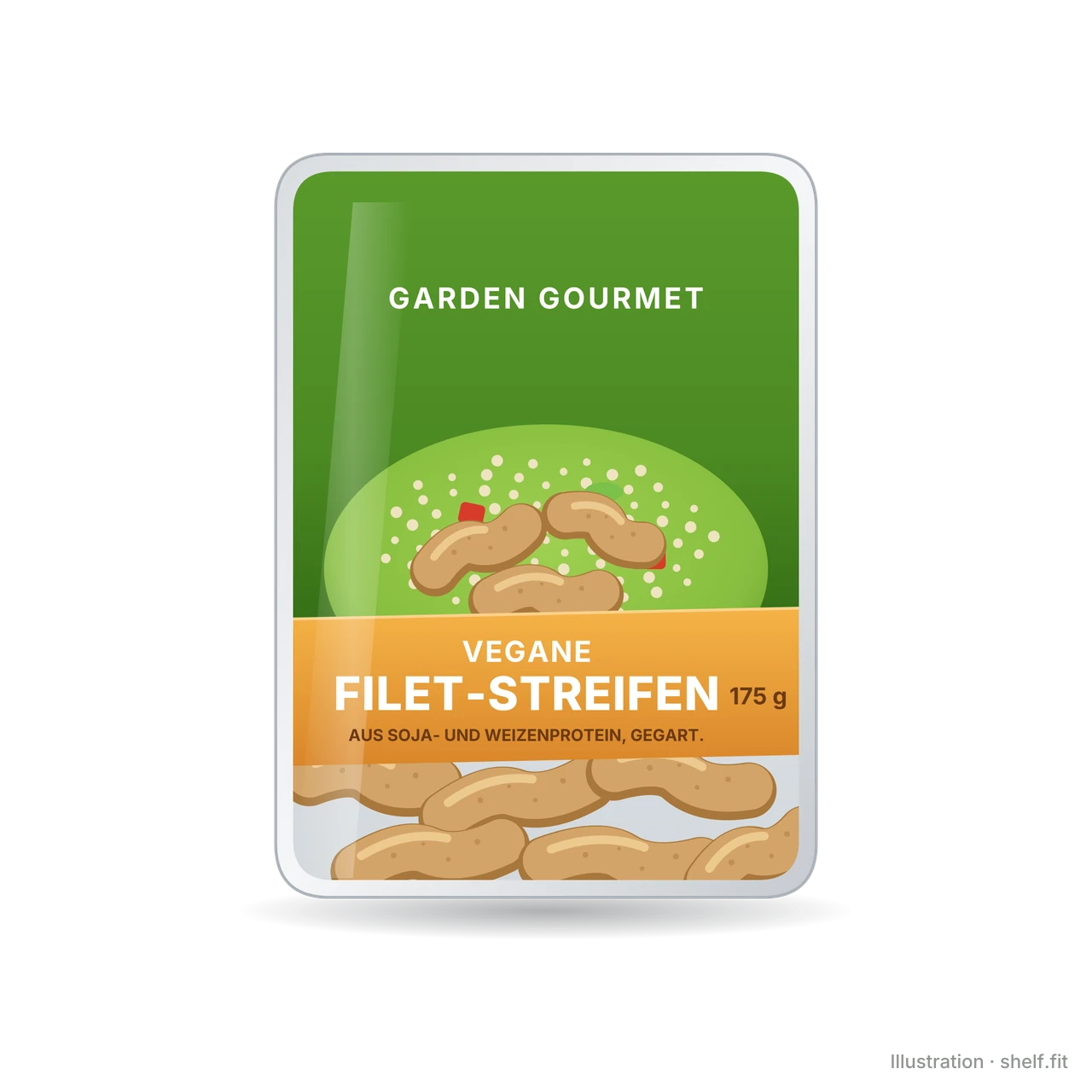 Illustration: Schale Garden Gourmet Vegane Filet-Streifen, 175 g