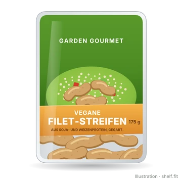 Illustration: Schale Garden Gourmet Vegane Filet-Streifen, 175 g
