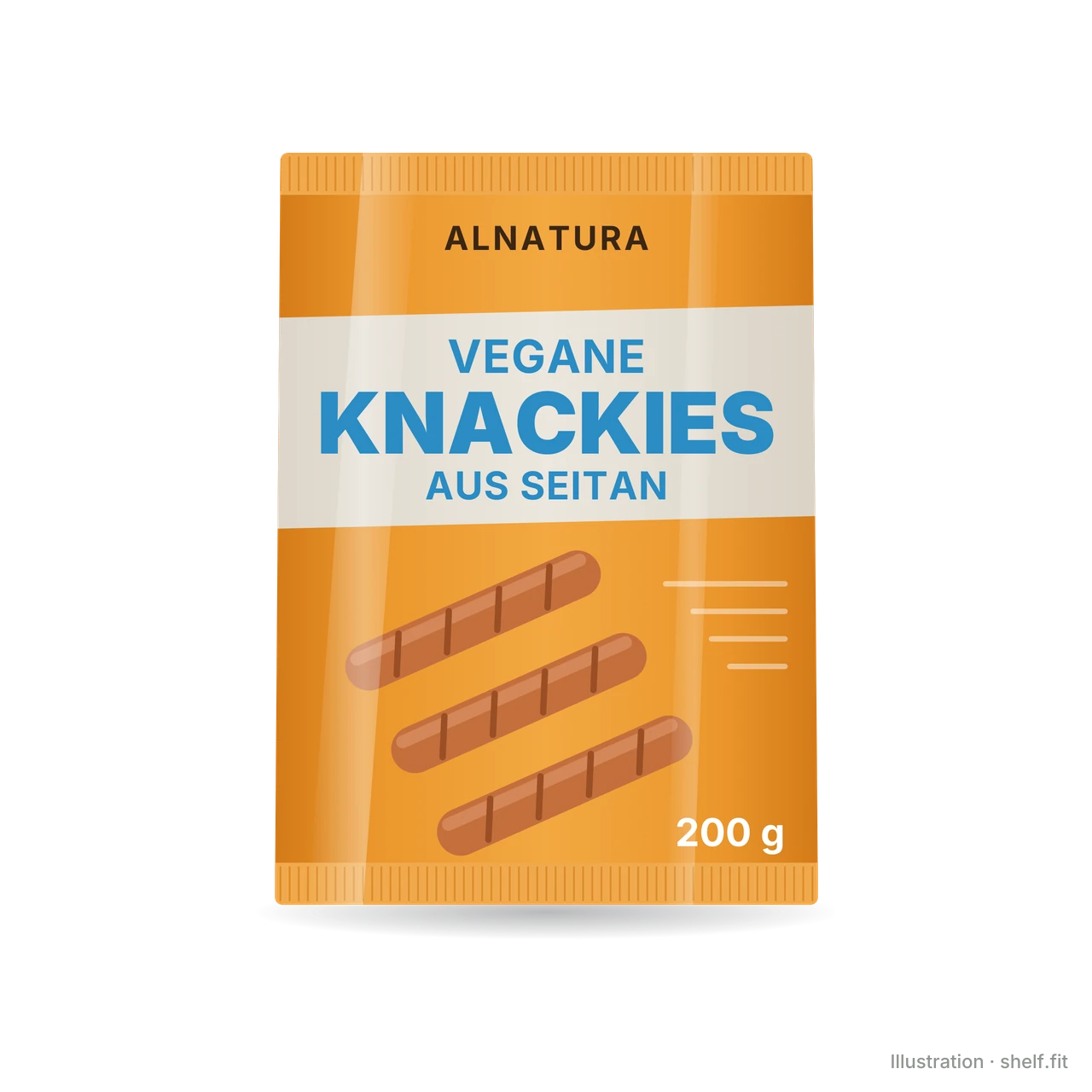 Illustration: Packung Alnatura Vegane Knackies aus Seitan, 200-g-Packung