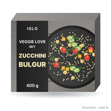 Illustration: Packung iglo Veggie Love Zucchini-Bulgur, 400 g