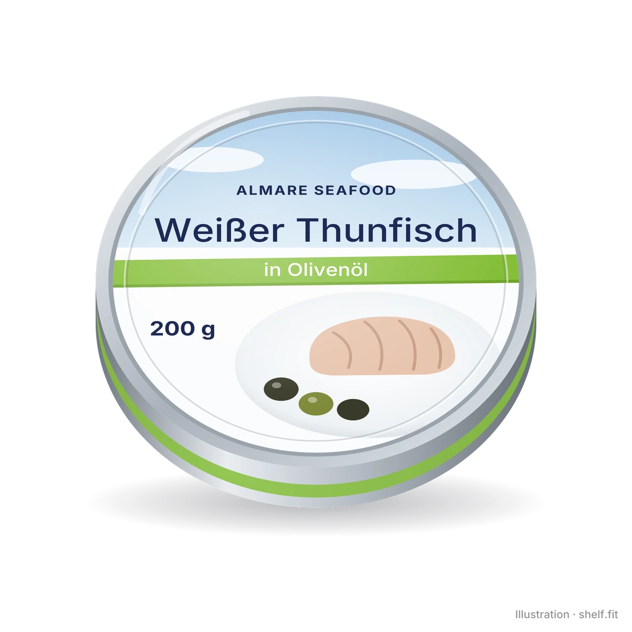 Illustration: Almare Seafood Weißer Thunfisch in Olivenöl, 200-g-Dose