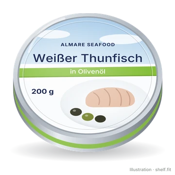 Illustration: Almare Seafood Weißer Thunfisch in Olivenöl, 200-g-Dose