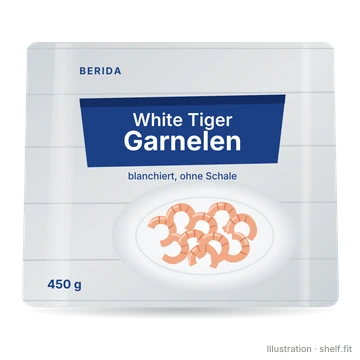Illustration: White Tiger Garnelen, blanchiert, ohne Schale
