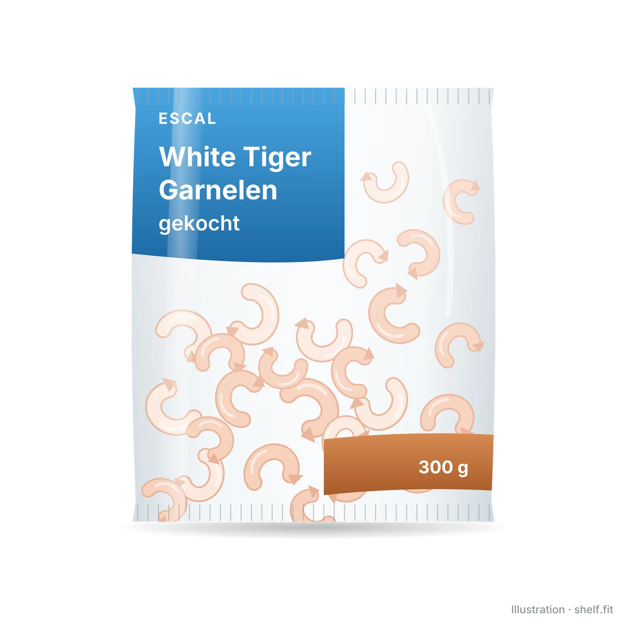 Illustration: Beutel Escal White Tiger Garnelen gekocht, 300 g