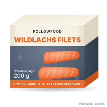 Illustration: Packung followfood MSC Wildlachs Filets, 200 g
