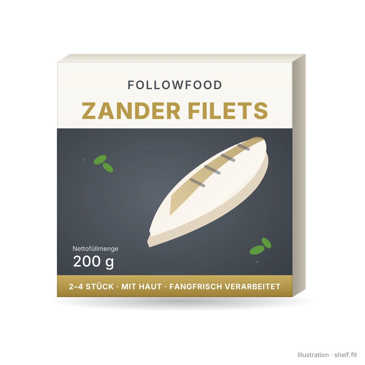 Illustration: Karton followfood Zander Filets MSC, 200 g