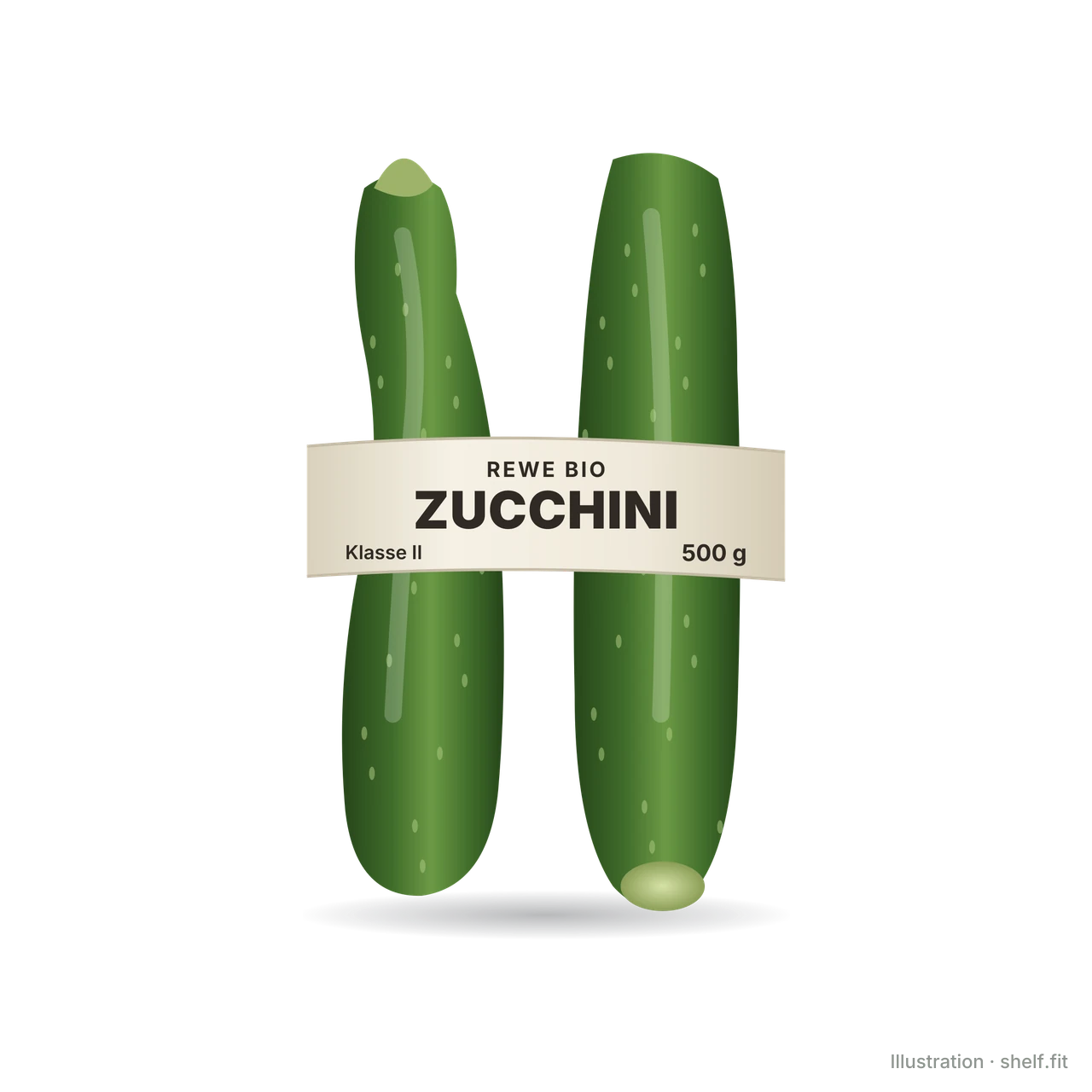 Illustration: Zwei REWE Bio Zucchini, 500 g