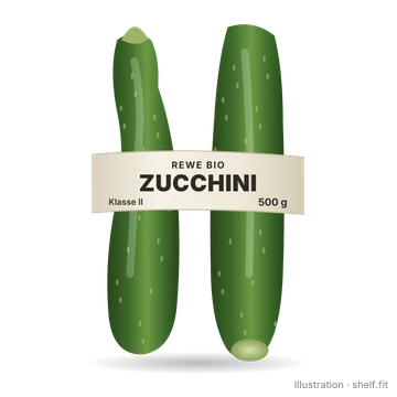 Illustration: Zwei REWE Bio Zucchini, 500 g